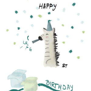Card design first birthday zebra