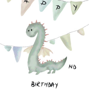 Birthday card design second birthday dragon