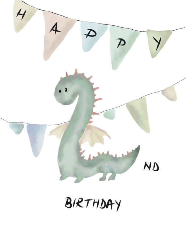 Birthday card design second birthday dragon